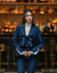 Tailleur tre pezzi Jolie zampa regolare Gessato Blu