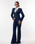 Tailleur Cleopatra gessato Blu cobalto