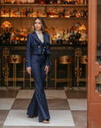 Tailleur tre pezzi Jolie zampa regolare Gessato Blu