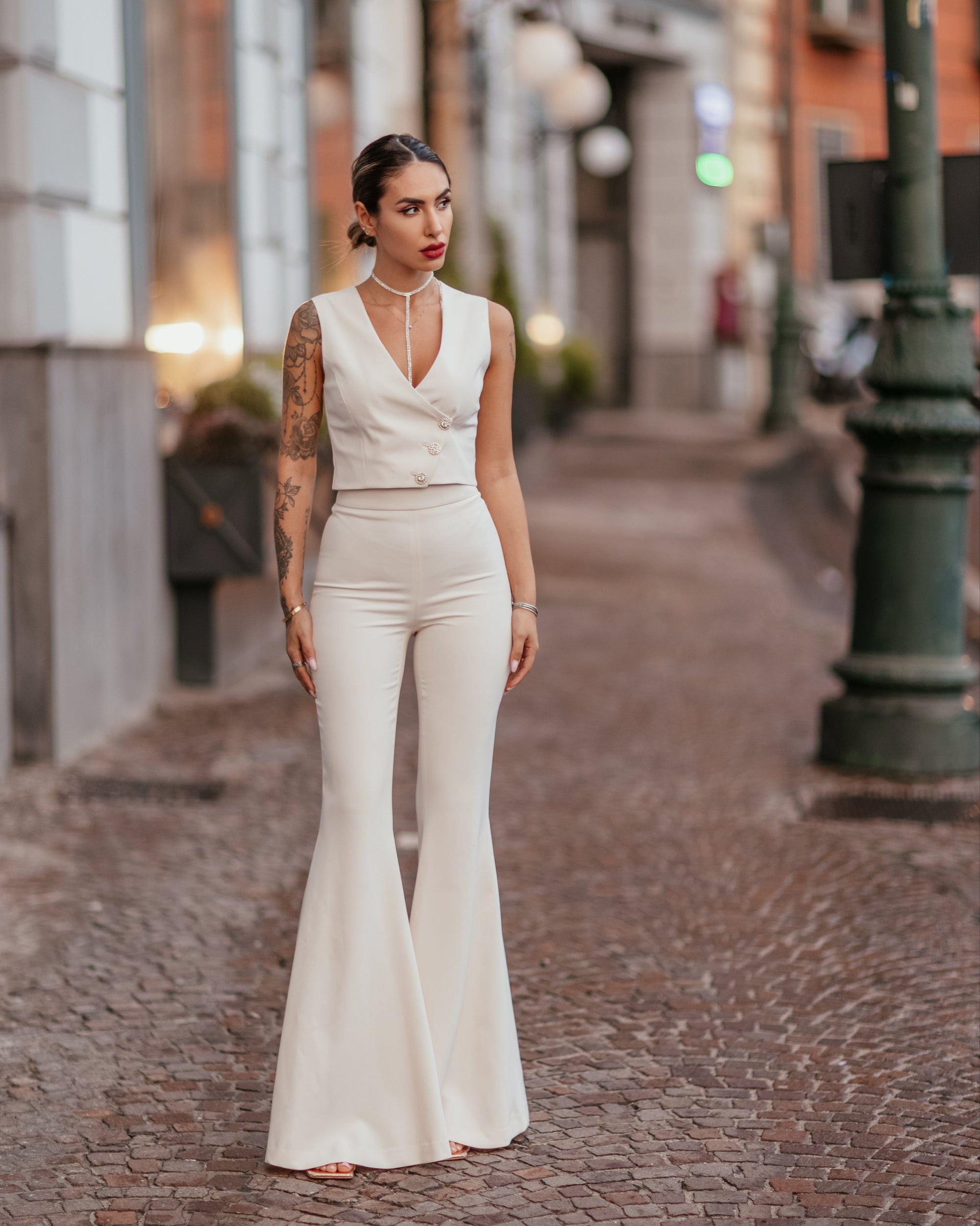 Tailleur tre pezzi Jolie bianco Panna