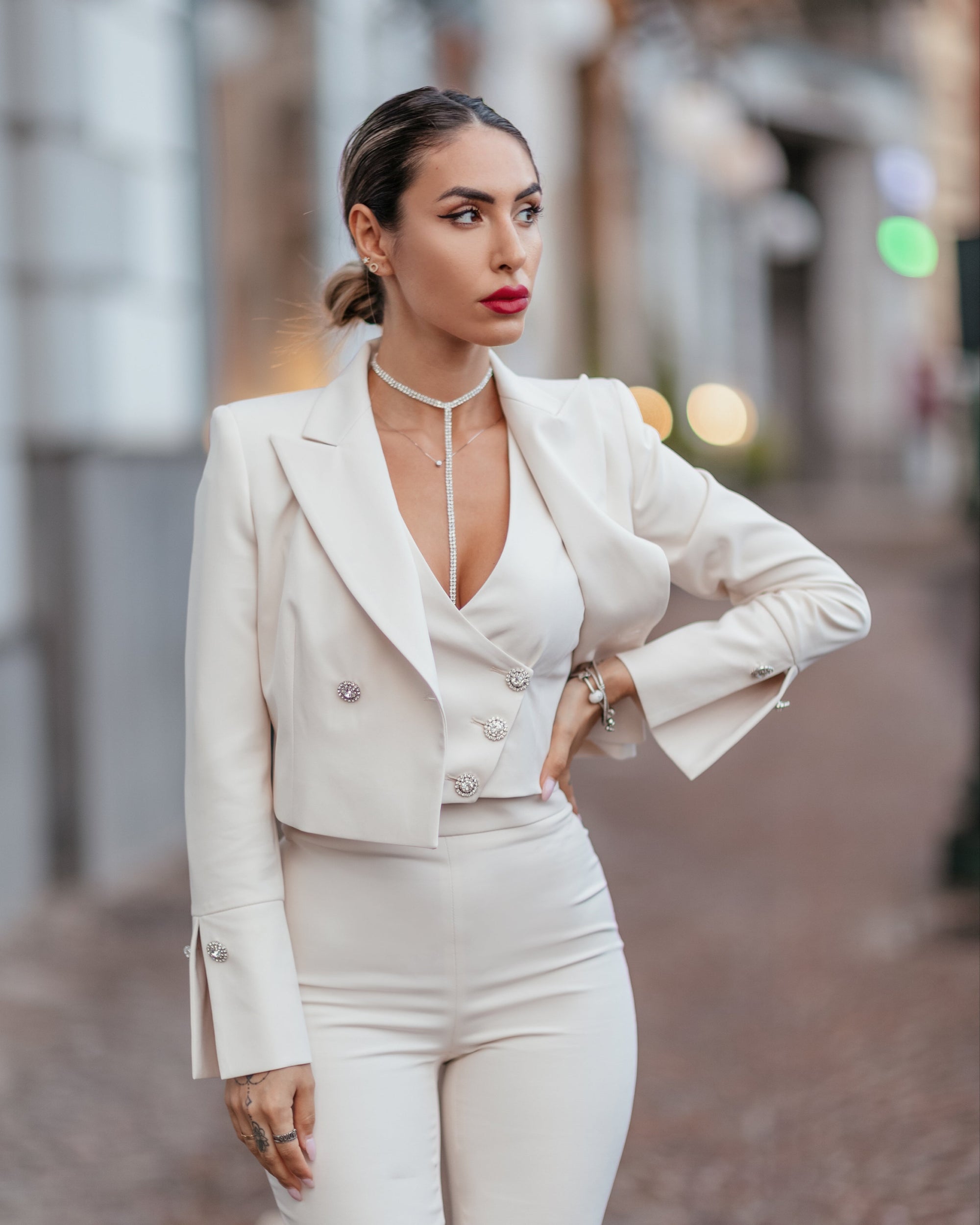 Tailleur tre pezzi Jolie bianco Panna