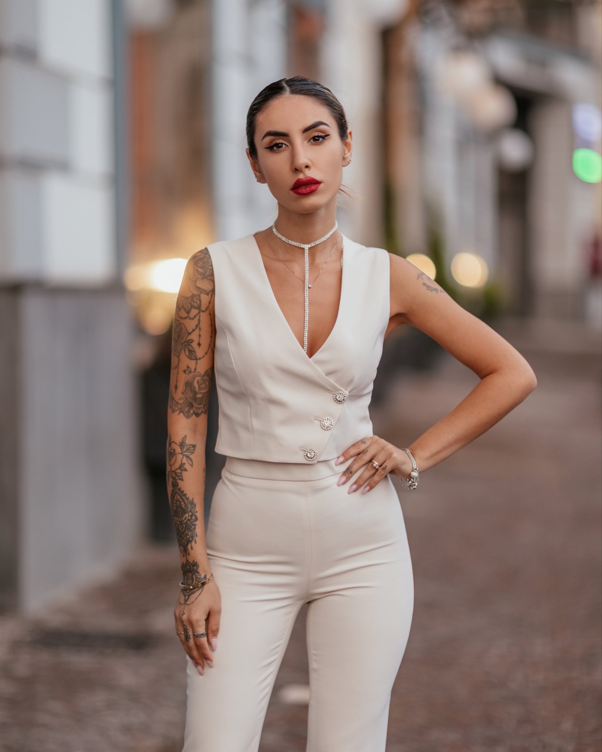 Tailleur tre pezzi Jolie bianco Panna