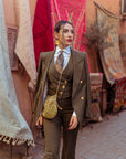 Tailleur tre pezzi Classic gessato verde oliva