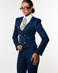 Tailleur Cleopatra gessato Blu cobalto