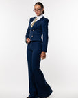 Tailleur Cleopatra gessato Blu cobalto