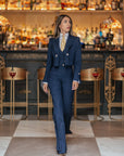Tailleur tre pezzi Jolie zampa regolare Gessato Blu