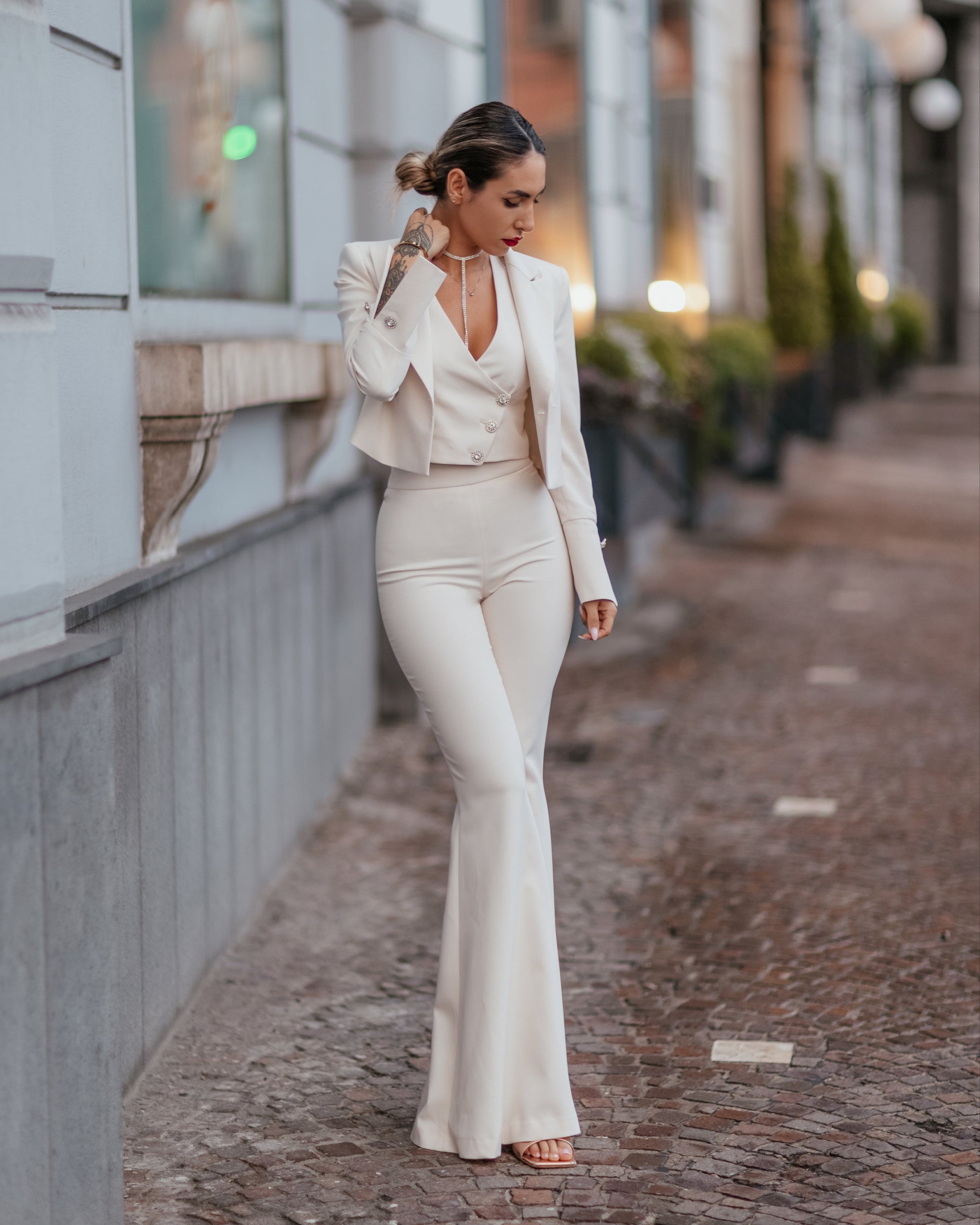 Tailleur tre pezzi Jolie bianco Panna