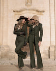 Tailleur tre pezzi Classic gessato verde oliva