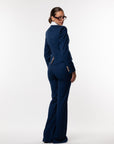 Tailleur Cleopatra gessato Blu cobalto