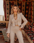 Tailleur tre pezzi New Jolie gessato beige