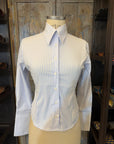 Camicia sartoriale base bianca a costine azzurre