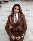 Tailleur tre pezzi Jolie gessato cacao