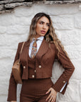 Tailleur tre pezzi Jolie gessato cacao