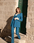 Tailleur tre pezzi Classic gessato blu ottanio chiaro