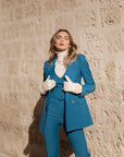 Tailleur tre pezzi Classic gessato blu ottanio chiaro