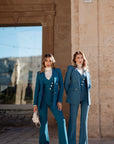 Tailleur tre pezzi Classic gessato blu ottanio chiaro