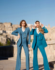 Tailleur tre pezzi Classic gessato blu ottanio chiaro