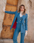 Tailleur tre pezzi Classic gessato blu ottanio chiaro
