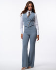 Tailleur tre pezzi Classic gessato acqua marina