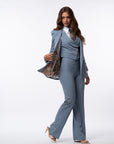 Tailleur tre pezzi Classic gessato acqua marina