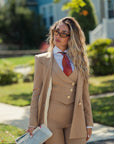 Tailleur tre pezzi Classic gessato camel