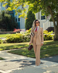 Tailleur tre pezzi Classic gessato camel