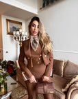 Tailleur tre pezzi Jolie gessato cacao