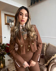 Tailleur tre pezzi Jolie gessato cacao