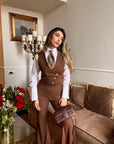 Tailleur tre pezzi Jolie gessato cacao