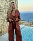 Tailleur tre pezzi Lino mattone
