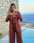 Tailleur tre pezzi Lino mattone