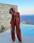 Tailleur tre pezzi Lino mattone