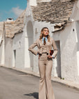 Tailleur tre pezzi Jolie gessato sabbia