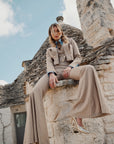 Tailleur tre pezzi Jolie gessato sabbia