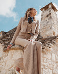 Tailleur tre pezzi Jolie gessato sabbia