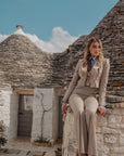 Tailleur tre pezzi Jolie gessato sabbia