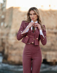 Tailleur tre pezzi Jolie gessato bordeaux chiaro