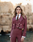 Tailleur tre pezzi Jolie gessato bordeaux chiaro