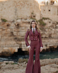 Tailleur tre pezzi Jolie gessato bordeaux chiaro