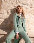 Tailleur tre pezzi Jolie gessato menta