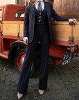 Tailleur tre pezzi Baby Blu London Gessato riga marrone