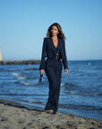 Tailleur tre pezzi Mon amour gessato blu