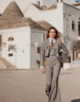 Tailleur tre pezzi Jolie gessato grigio