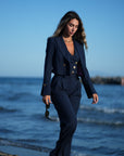 Tailleur tre pezzi Mon amour gessato blu