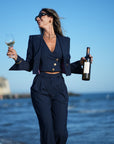 Tailleur tre pezzi Mon amour gessato blu