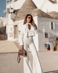 Tailleur tre pezzi jolie gessato White