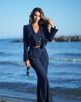 Tailleur tre pezzi Mon amour gessato blu