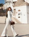 Tailleur tre pezzi jolie gessato White