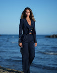 Tailleur tre pezzi Mon amour gessato blu