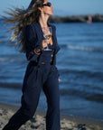 Tailleur tre pezzi Mon amour gessato blu